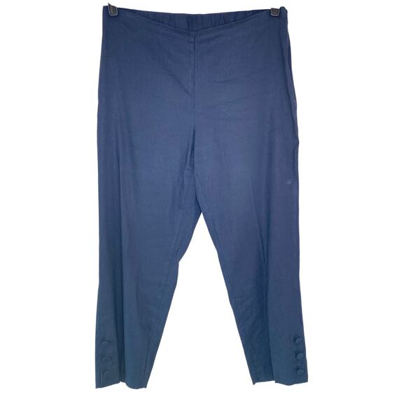J. Jill Linen Stretch Navy Blue Straight Leg Pants Medium - Picture 1 of 11